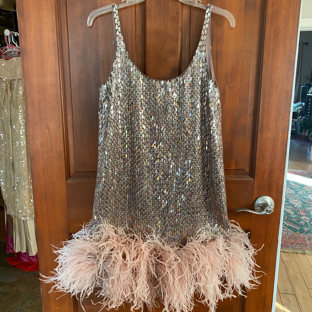Alexis Zaire Feather Mini Dress